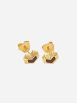 Immaculate Vegan - Under Her Eyes DARYL STUDS <br> 18k Gold Plated - Red Tiger Eye Gold / 18k Gold Plated Silver