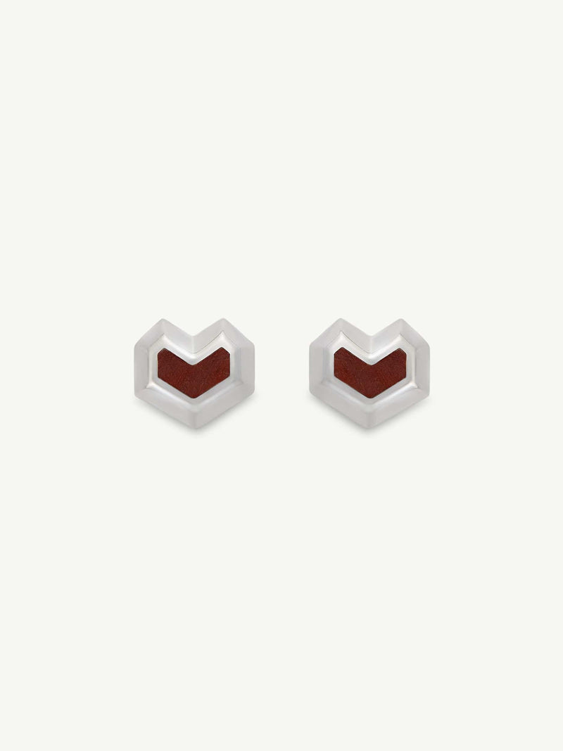 Under Her Eyes DARYL STUDS <br> Sterling Silver - Red Tiger Eye Silver / Silver