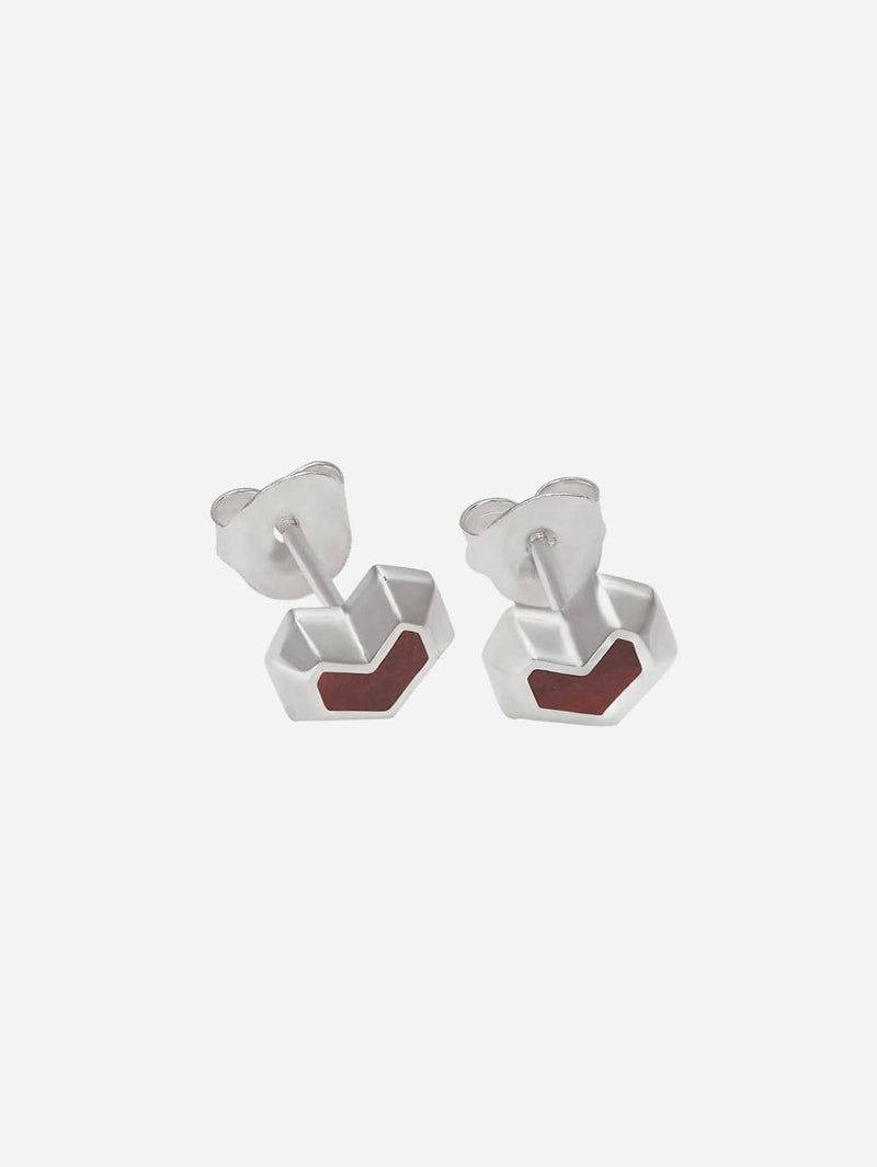 Under Her Eyes DARYL STUDS <br> Sterling Silver - Red Tiger Eye Silver / Silver