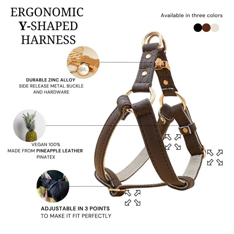 VEGARI 2 In 1 Piñatex® Vegan Leather Dog Harness & Lead Bundle | Brown