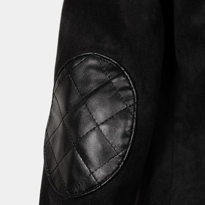 Eloquere Rockstar Vegan Suede Biker Jacket | Black
