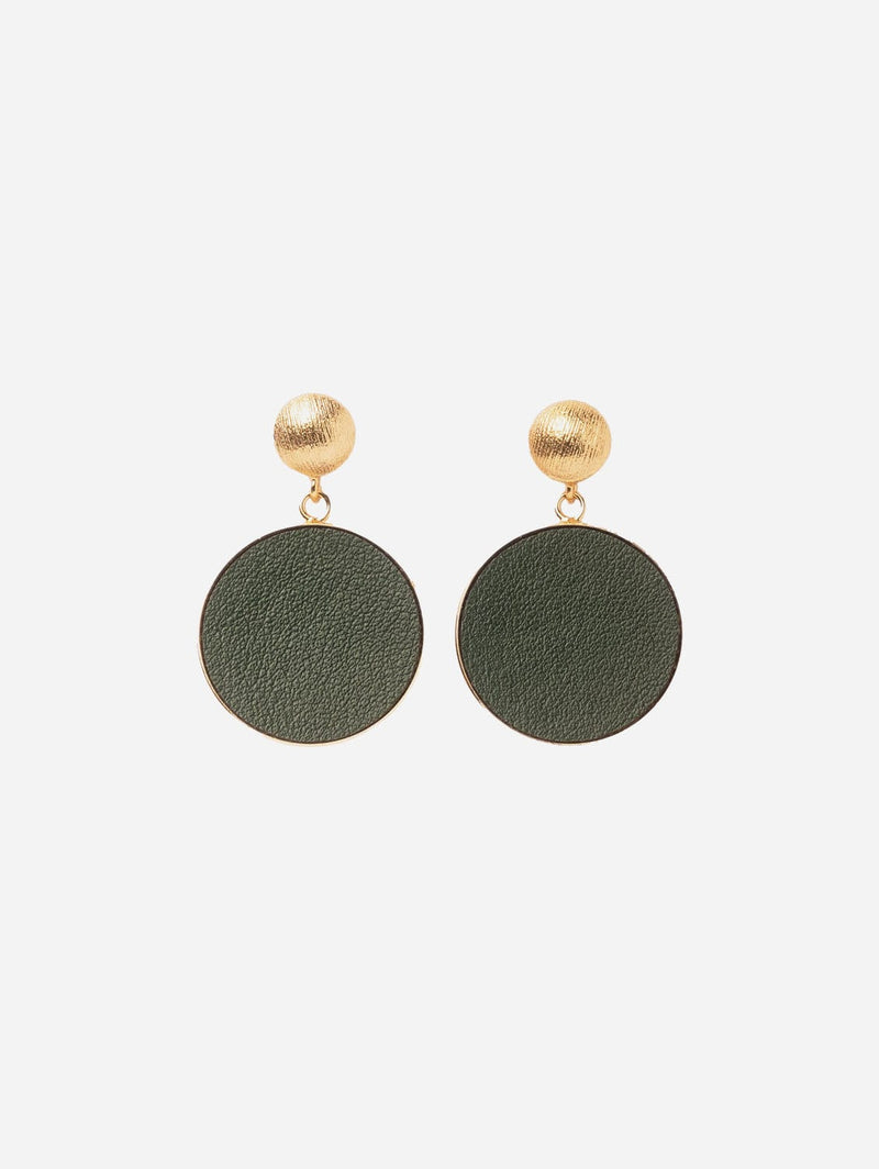 Rive Claire Charlotte 24ct Gold Plated Stud Earrings | Dark Green & Gold