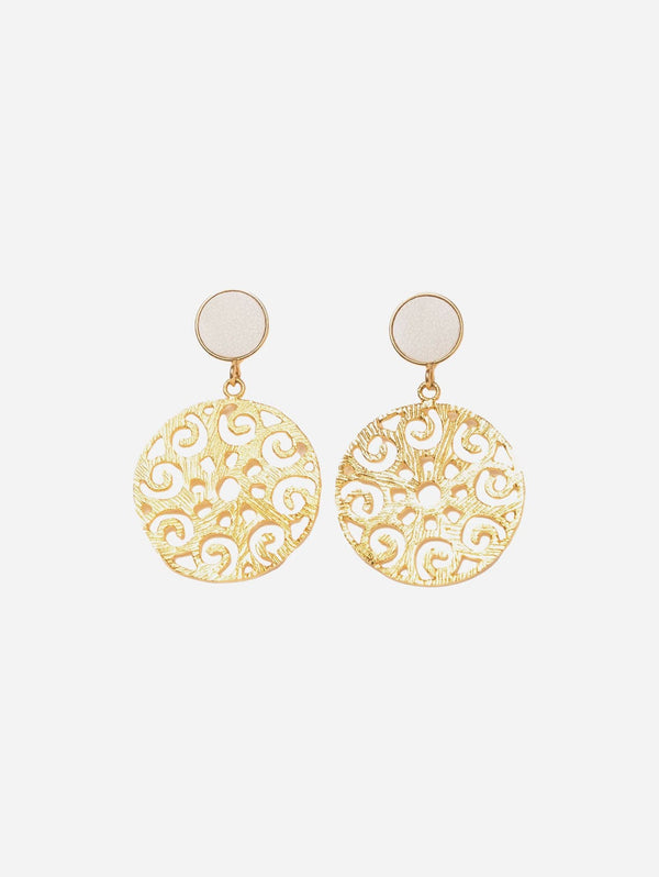 Rive Claire Grace 24ct Gold Plated Stud Earrings | White & Gold