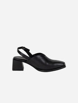 Immaculate Vegan - The Slingback V Vegan Apple Leather Heeled Mules | Black