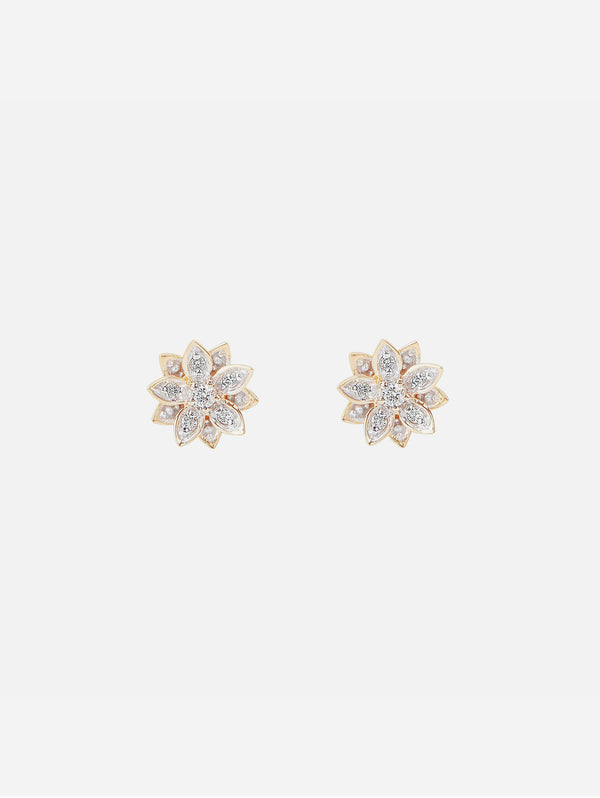 Eternal Bloom™ 14K Gold Diamond Lotus Flower Earrings | Gold