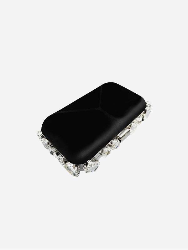 Diamond River Vegan Clutch Bag | Black & Crystal