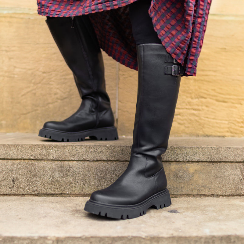 Bram Women's Vegan Leather Knee High Boots | Black