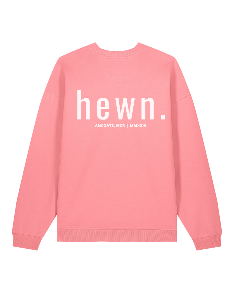 hewn. Mens Organic Cotton Signature Oversized Sweatshirt in Flamingo Pink