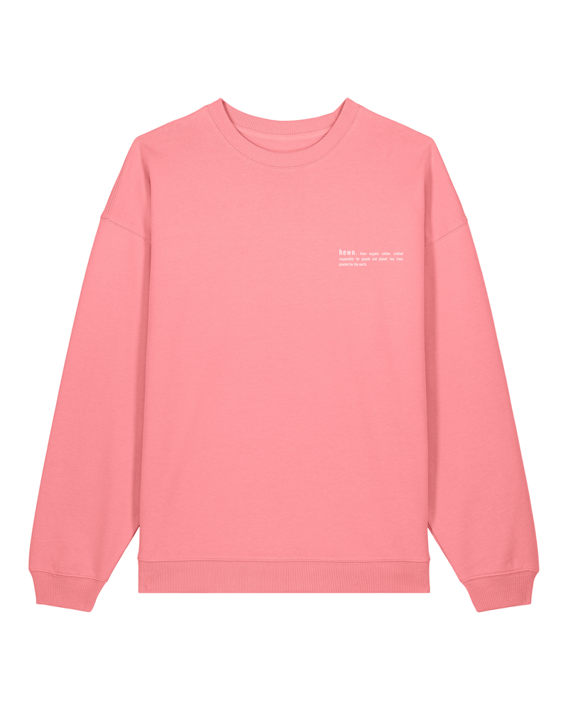 hewn. Mens Organic Cotton Signature Oversized Sweatshirt in Flamingo Pink