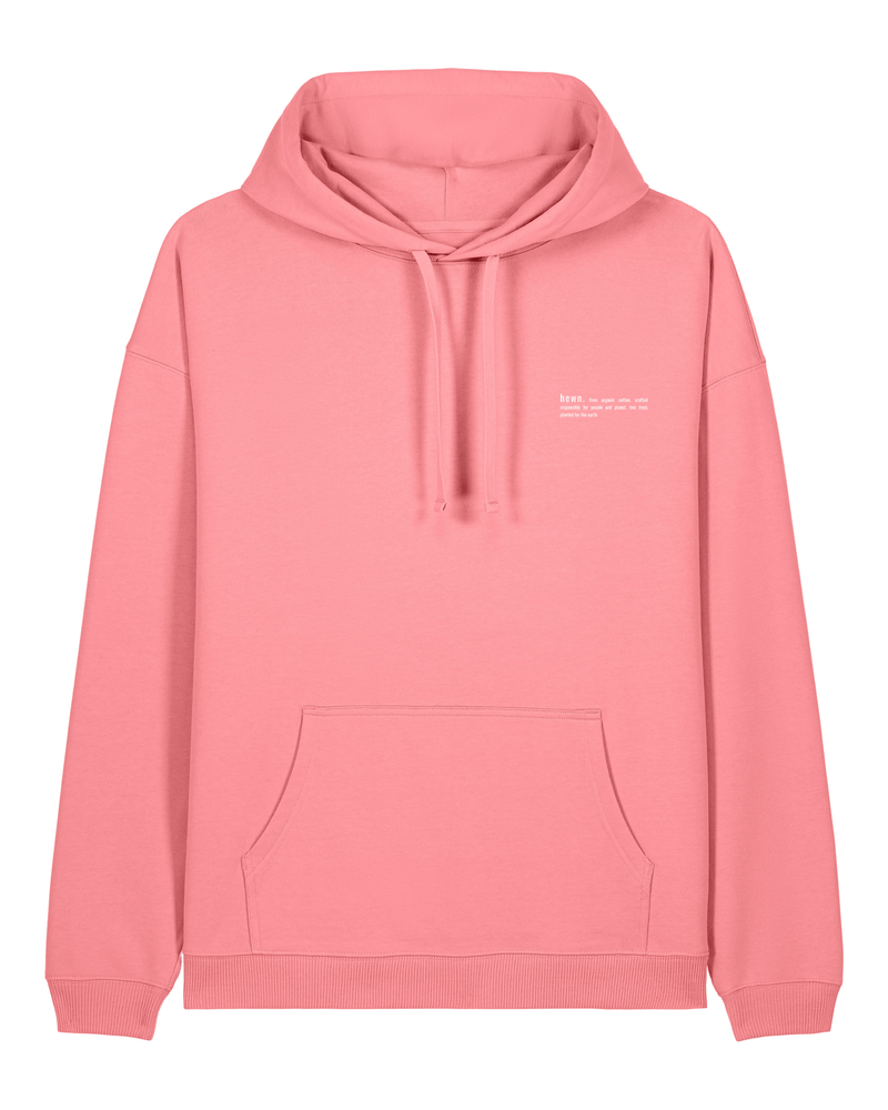 hewn. Mens Organic Cotton Signature Oversized Hoodie in Flamingo Pink