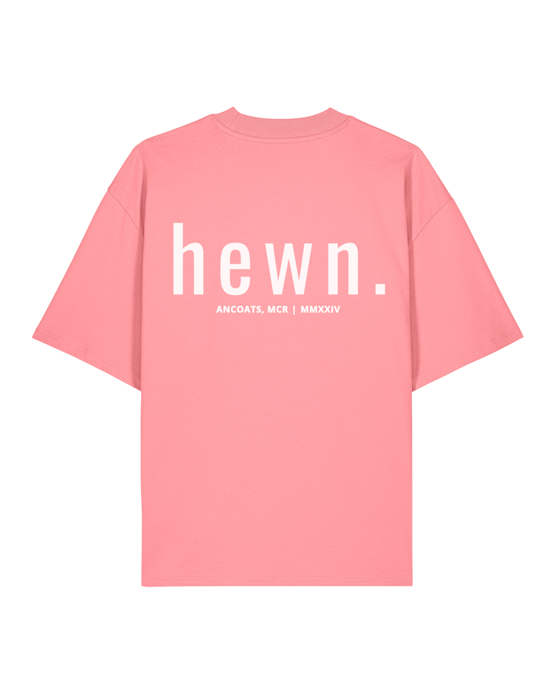 hewn. Mens Organic Cotton Signature Oversized T-shirt in Flamingo Pink