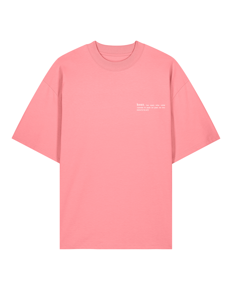 hewn. Mens Organic Cotton Signature Oversized T-shirt in Flamingo Pink