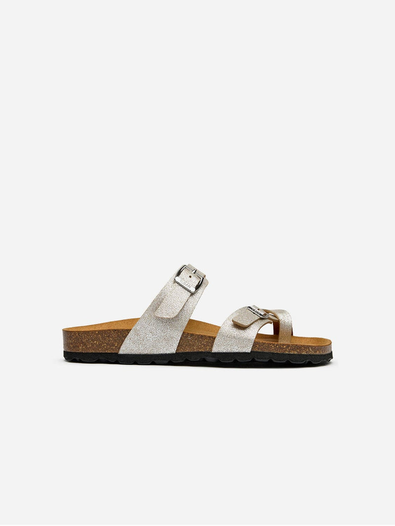 V.GAN Garlic Women's Comfort Vegan Leather Footbed Sandals | Metallic