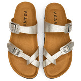 Immaculate Vegan - V.GAN Garlic Women's Comfort Vegan Leather Footbed Sandals | Metallic