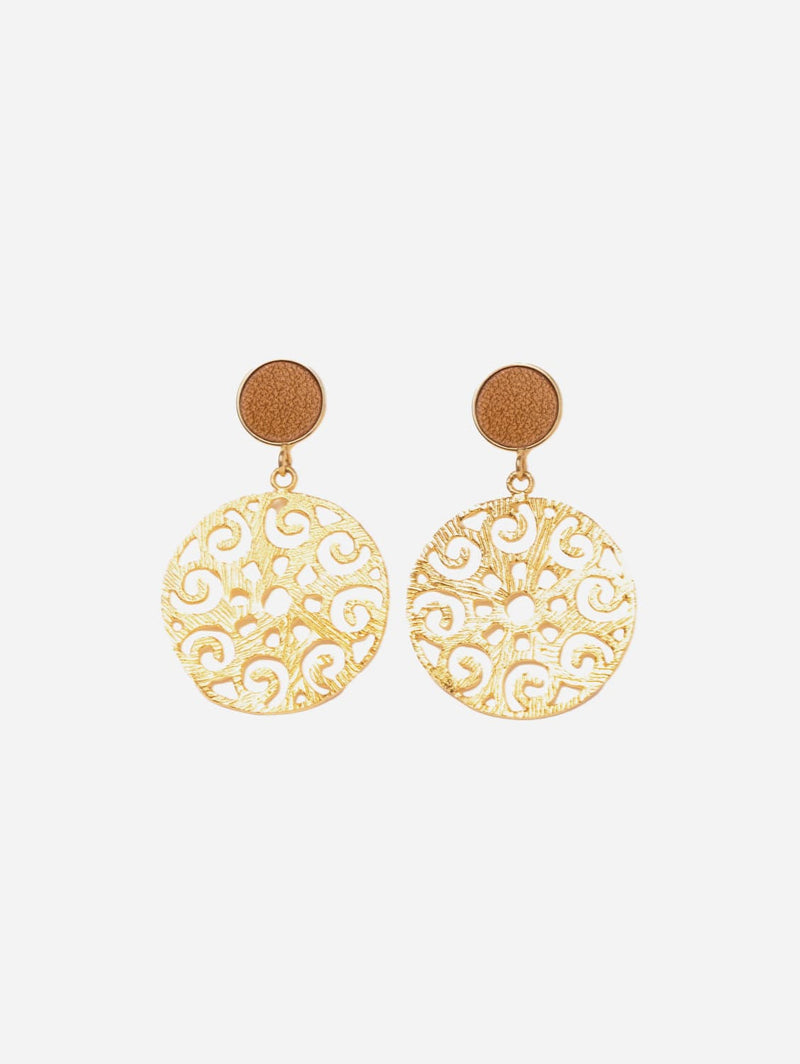 Rive Claire Grace 24ct Gold Plated Stud Earrings | Camel & Gold