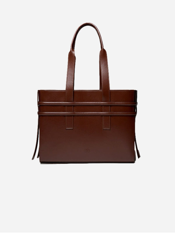Svarian Hedy Vegan Italian Grape Leather Carry All Tote | Cocoa Cocoa