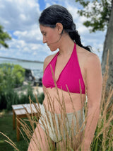 Immaculate Vegan - Piuma Knotscape Cotton Bikini Top | Fuchsia