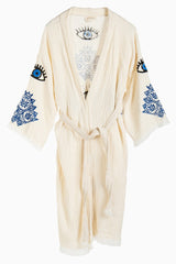 Immaculate Vegan - Forever and Always Shoes Aria - Natural Evil Eye Handmade Kimono Off-White