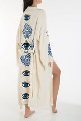 Immaculate Vegan - Forever and Always Shoes Aria - Natural Evil Eye Handmade Kimono Off-White