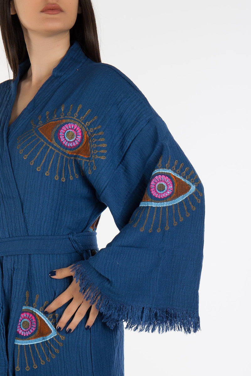 Forever and Always Shoes Luna Handmade Cotton Kimono | Blue Blue