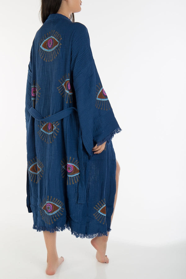 Luna Handmade Cotton Kimono | Blue