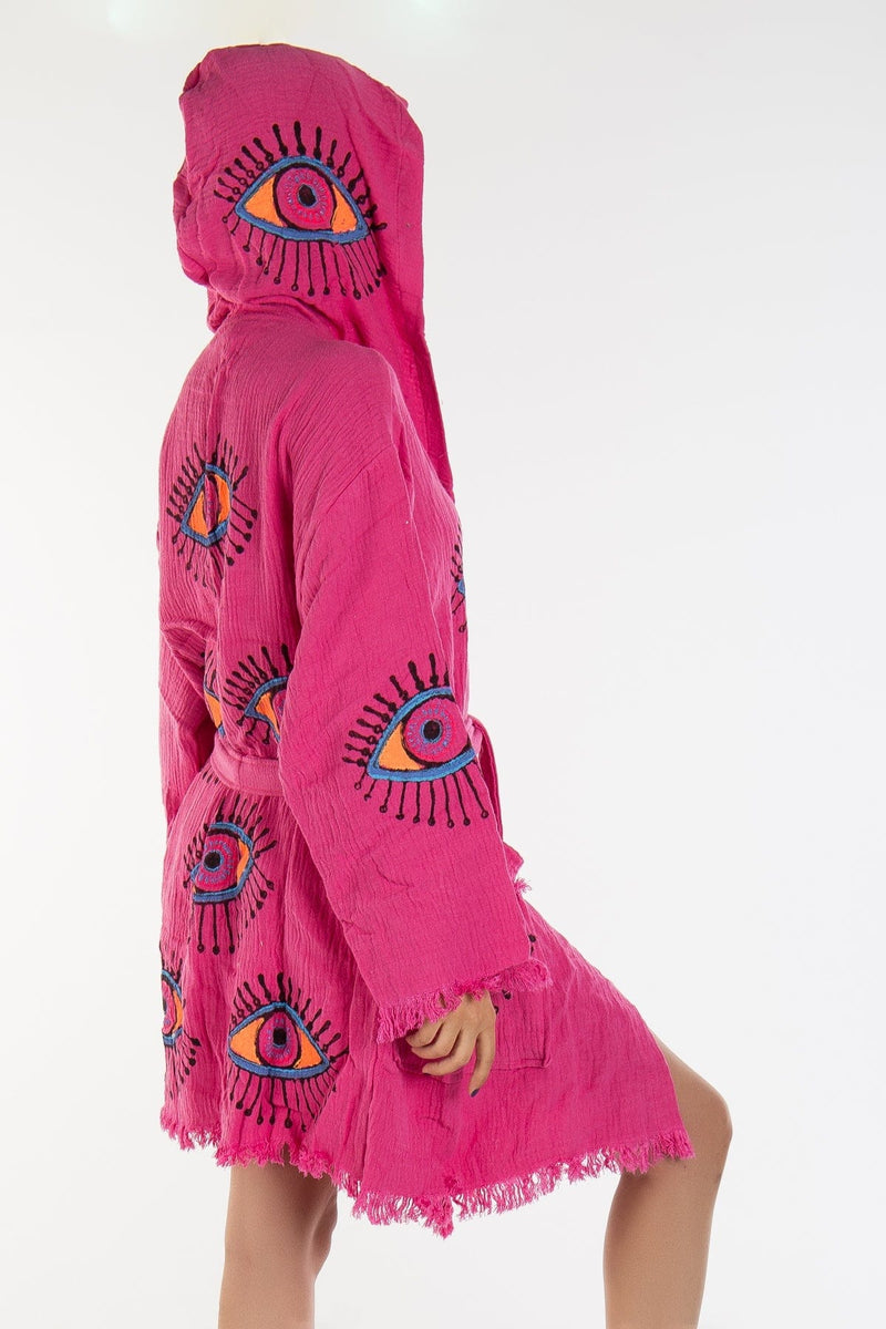 Forever and Always Shoes Kaia - Pink Handmade Hooded Kimono Fuchsia