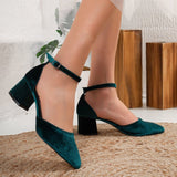 Immaculate Vegan - Forever and Always Shoes Marcelle Vegan Velvet Low Heels | Emerald Green