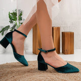 Immaculate Vegan - Forever and Always Shoes Marcelle Vegan Velvet Low Heels | Emerald Green