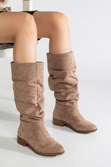 Immaculate Vegan - Prologue Shoes Maribel - Dark Beige Suede Slouchy Boots