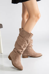 Immaculate Vegan - Prologue Shoes Maribel - Dark Beige Suede Slouchy Boots