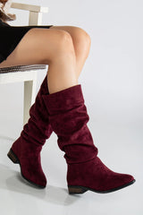 Immaculate Vegan - Prologue Shoes Maribel Vegan Suede Slouchy Boots | Brick Red