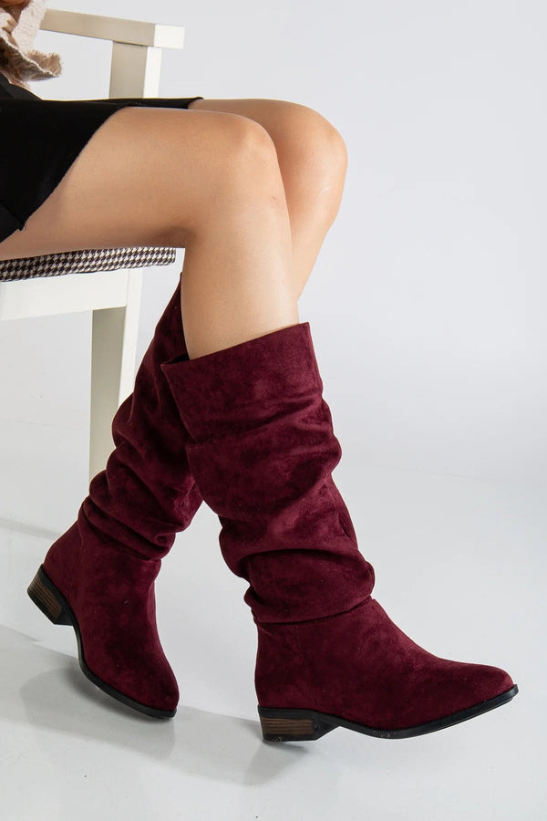 Prologue Shoes Maribel Vegan Suede Slouchy Boots | Brick Red