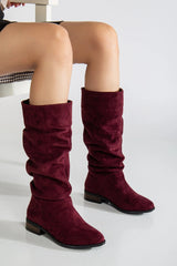 Immaculate Vegan - Prologue Shoes Maribel Vegan Suede Slouchy Boots | Brick Red