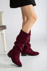 Immaculate Vegan - Prologue Shoes Maribel Vegan Suede Slouchy Boots | Brick Red