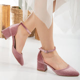 Immaculate Vegan - Forever and Always Shoes Miranda - Rose Velvet Low Heels with Pearls