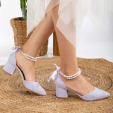 Immaculate Vegan - Forever and Always Shoes Miranda - Lilac Bridal Shoes with Pearls