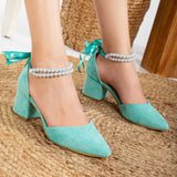 Immaculate Vegan - Forever and Always Shoes Miranda - Aqua Blue Bridal Shoes with Pearls