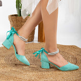 Immaculate Vegan - Forever and Always Shoes Miranda - Aqua Blue Bridal Shoes with Pearls