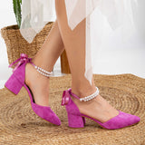 Immaculate Vegan - Forever and Always Shoes Miranda - Fuchsia Bridal Shoes with Pearls