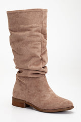 Immaculate Vegan - Prologue Shoes Maribel - Dark Beige Suede Slouchy Boots