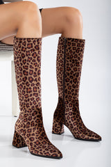 Immaculate Vegan - Prologue Shoes Liza - Leopard Brown Print Knee High Boot