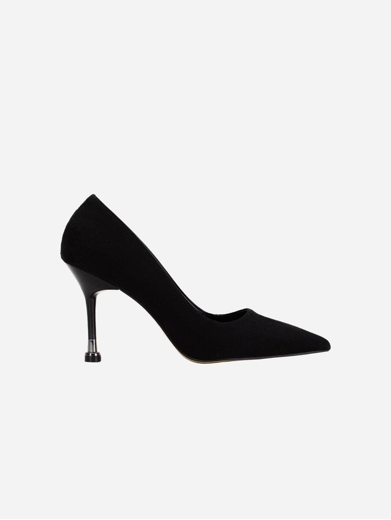 Forever and Always Shoes Raven - Black Suede Pointed Toe Stiletto Pump