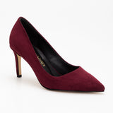 Immaculate Vegan - Forever and Always Shoes Perla - Burgundy Suede Pointed Toe Stiletto Pump