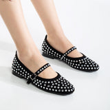 Immaculate Vegan - Emilie Vegan Suede Mary Jane Flats | Studded Crystal