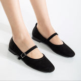 Immaculate Vegan - Emilie Vegan Suede Mary Jane Flats | Black