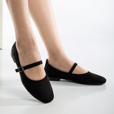 Immaculate Vegan - Emilie Vegan Suede Mary Jane Flats | Black