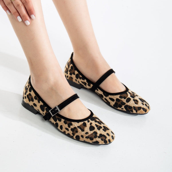 Emilie Vegan Suede Mary Jane Flats | Leopard