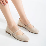 Immaculate Vegan - Emilie Vegan Suede Mary Jane Flats | Beige