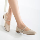 Immaculate Vegan - Emilie Vegan Suede Mary Jane Flats | Beige