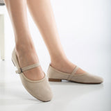 Immaculate Vegan - Emilie Vegan Suede Mary Jane Flats | Beige